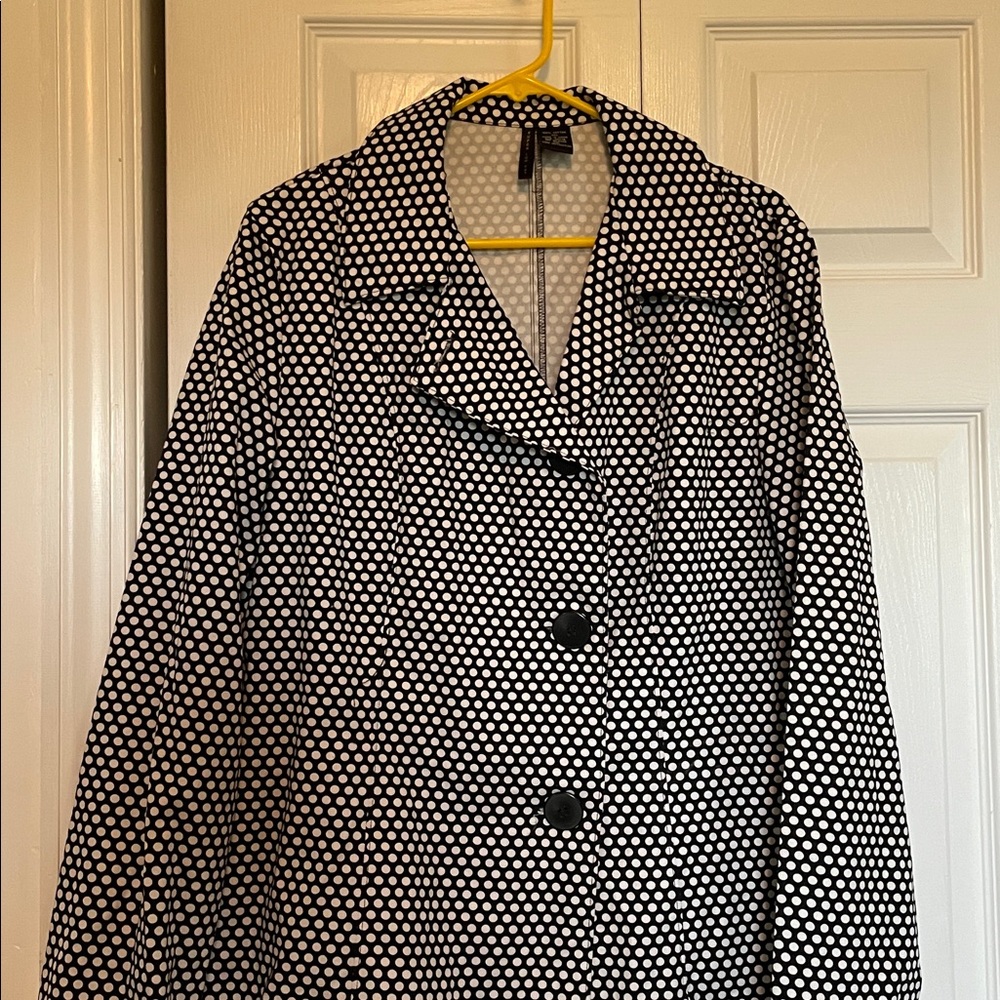 Women’s XXL Super Low Fat black white polka dot blazer 3 big button asymmetrical - Picture 10 of 13